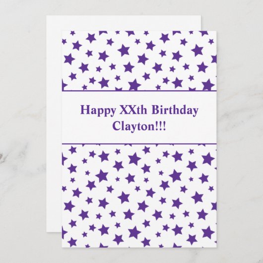 Paarse sterren met uitnodiging voor een bericht va (Voorkant / Achterkant)