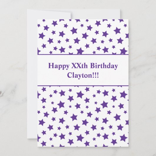 Paarse sterren met verjaardagsuitnodiging met beri kaart (Voorkant)