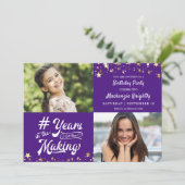 Paarse sterren op de geboorte, 2 foto kaart (Staand voorkant)