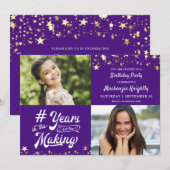 Paarse sterren op de geboorte, 2 foto kaart (Voorkant / Achterkant)