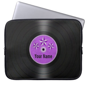 Paarse sterren Persoonlijk Vinyl Record Album Laptop Sleeve