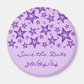 Paarse sterren 'Save the Date' bleek paars Magneet (Voorkant)