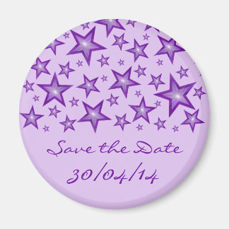 Paarse sterren 'Save the Date' bleek paars Magneet