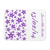 Paarse sterren 'Save the Date', flexibel magneet w (Horizontaal)