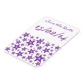 Paarse sterren 'Save the Date', flexibel magneet w (Linkerzijde)