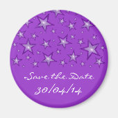 Paarse sterren "Save the Date" koelkast magneet pa (Voorkant)