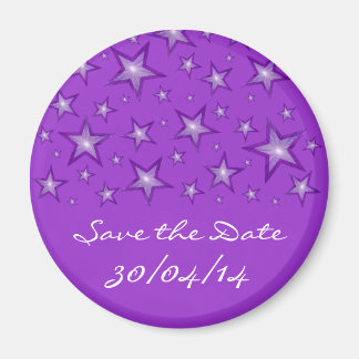 Paarse sterren "Save the Date" koelkast magneet pa
