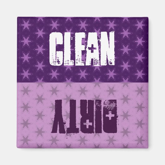 Paarse Sterren Schone Vuile Vaatwasser W1412 Magneet (Voorkant)