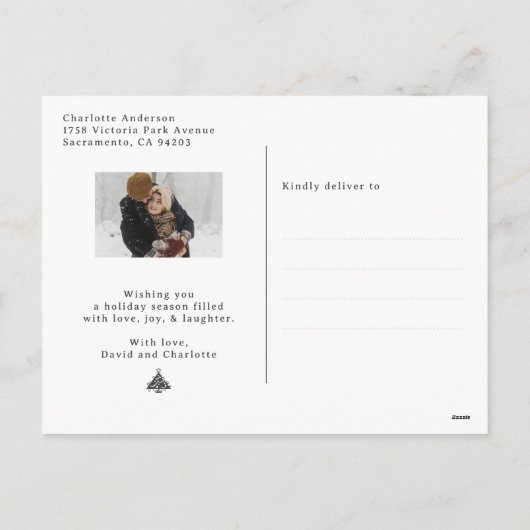 Paarse sterren Sneeuwfoto voor kerst Feestdagenkaart (Achterkant)