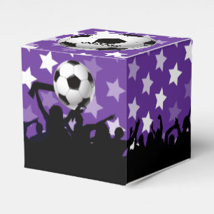 Paarse sterren Soccer Fans and Ball Bedankdoosjes
