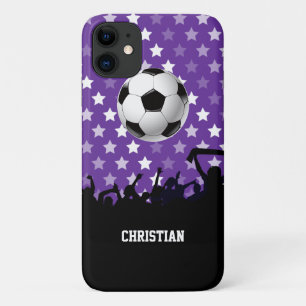 Paarse sterren Soccer Fans and Ball Case-Mate iPhone Case