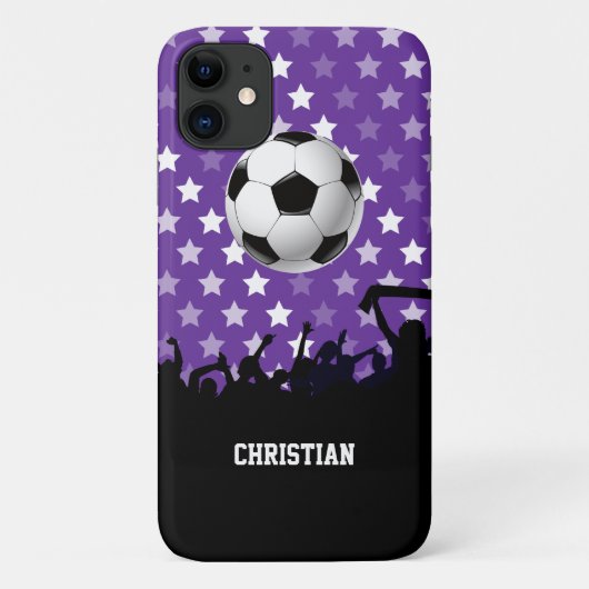 Paarse sterren Soccer Fans and Ball Case-Mate iPhone Case (Achterkant)