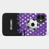 Paarse sterren Soccer Fans and Ball Case-Mate iPhone Case (Achterkant (horizontaal))