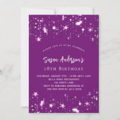 Paarse sterren verjaardag kaart (Voorkant)