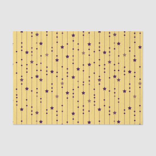 Paarse sterren Yellow Pop Art Holiday Tissuepapier (Voorkant)