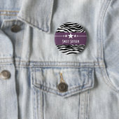 Paarse sterren Zebra Print Sweet 16 Button (In situ)