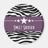 Paarse sterren Zebra Print Sweet 16 Magnet (Voorkant)