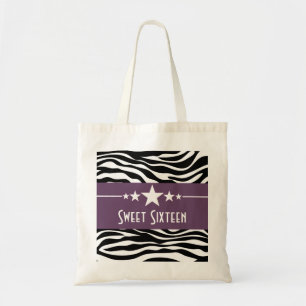 Paarse sterren Zebra Print Sweet 16 tas