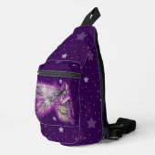 Paarse Sterrenfee Fairy Fantasy Art op Sterrenacht Sling Bag (Rechterhoek)