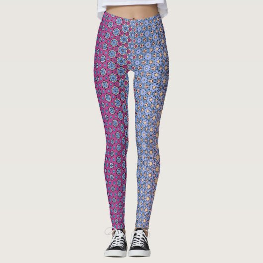 Paarse-sterrenflora metamorf leggings (Voorkant)