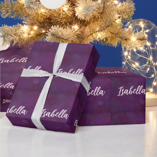 Paarse sterrenhemel cadeaupapier (Feestdagen)