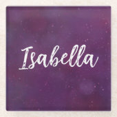 Paarse sterrenhemel glazen onderzetter (Voorkant)