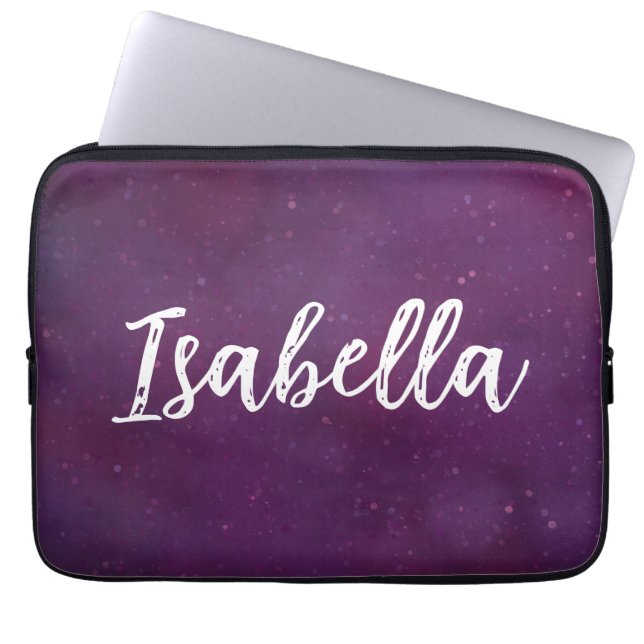 Paarse sterrenhemel laptop sleeve (Voorkant)