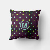 Paarse Sterrenhemel met Naam en Monogram Kussen (Achterkant)
