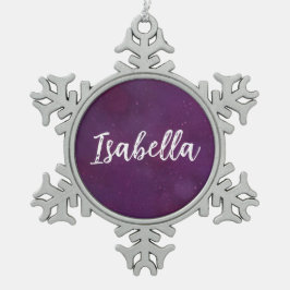 Paarse sterrenhemel tin sneeuwvlok ornament