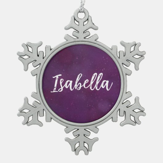 Paarse sterrenhemel tin sneeuwvlok ornament (Voorkant)