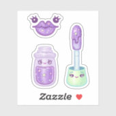 Paarse sterrenlipgloss en lipjes sticker Pack (Vel)