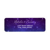 Paarse Sterrennacht Celestial Weddenschap Etiket (Voorkant)