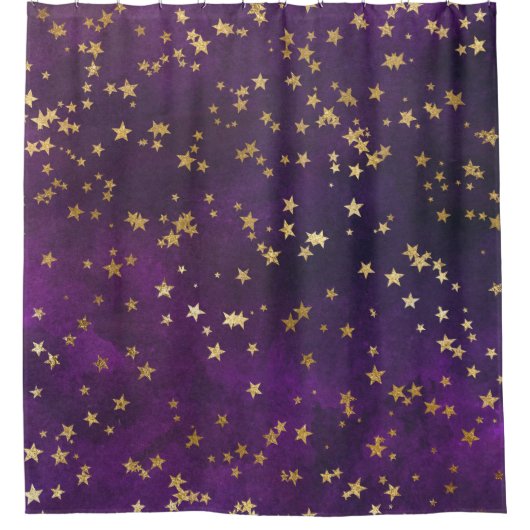 Paarse Sterrennacht Douchegordijn (Voorkant)