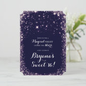 Paarse Sterrennacht Hemel Celestial Sweet 16 Kaart (Staand voorkant)