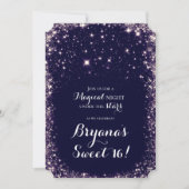 Paarse Sterrennacht Hemel Celestial Sweet 16 Kaart (Voorkant)