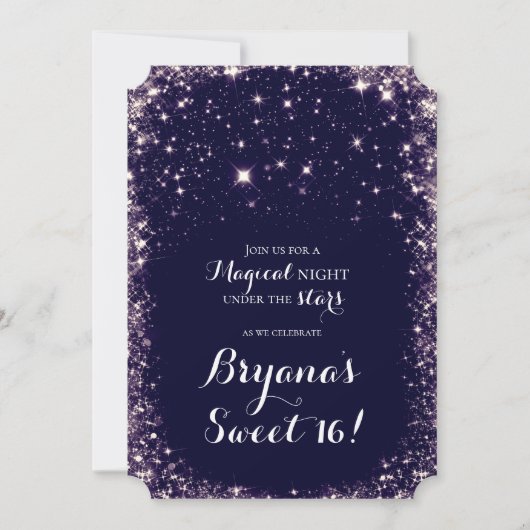Paarse Sterrennacht Hemel Celestial Sweet 16 Kaart (Voorkant)