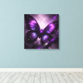 Paarse sterrenstelsel vlinder canvas wandkunst afdruk (Insitu (Houten vloer))