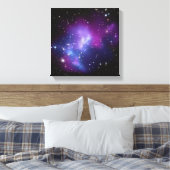 Paarse sterrenstelselcluster in canvas gewikkeld afdruk (Insitu (Slaapkamer))