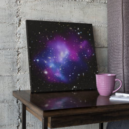 Paarse sterrenstelselcluster in canvas gewikkeld afdruk