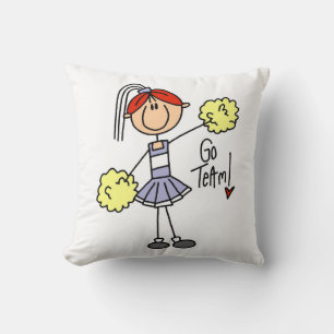 Paarse Stick Figure Cheerleader T-shirts en Cadeau Kussen