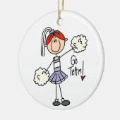 Paarse Stick Figuur Cheerleader t-shirts en cadeau Keramisch Ornament (Links)