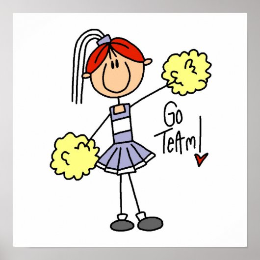 Paarse Stick Figuur Cheerleader t-shirts en cadeau Poster (Voorkant)