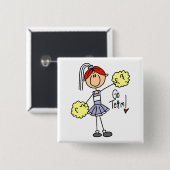 Paarse Stick Figuur Cheerleader t-shirts en cadeau Vierkante Button 5,1 Cm (Voorkant /achterkant)