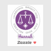 Paarse sticker met  drijfveer voor de zodische ste (Vel)