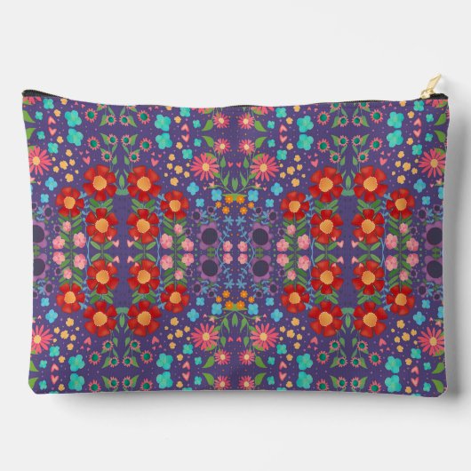 Paarse stijlvolle bloemenpatroon aangepaste access etui (Achterkant)