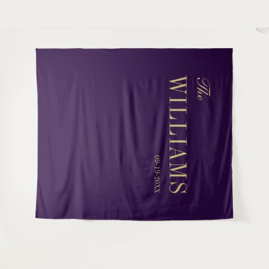 Paarse stijlvolle bruiloft achtergrond wandkleed (Voorkant (horizontaal))