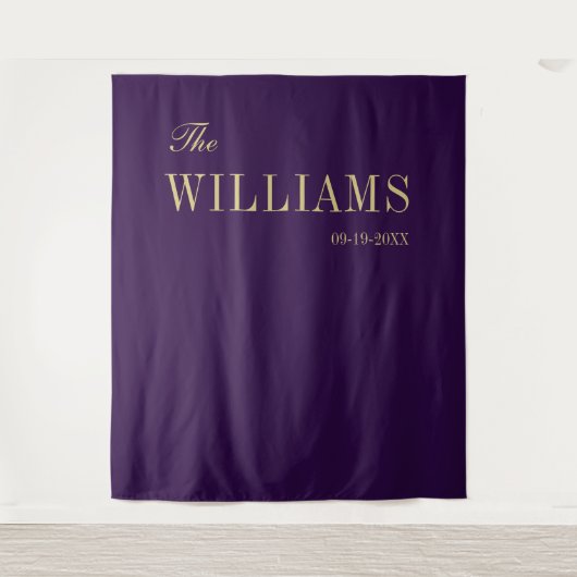Paarse stijlvolle bruiloft achtergrond wandkleed (Voorkant)