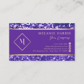 Paarse Stijlvolle Gouden Lijst Modern Visitekaartje (Achterkant)