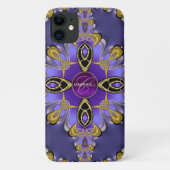 Paarse stijlvolle satijn Lace Art Monogram iPhone  Case-Mate iPhone Case (Achterkant)