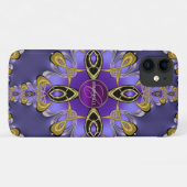 Paarse stijlvolle satijn Lace Art Monogram iPhone  Case-Mate iPhone Case (Achterkant (horizontaal))